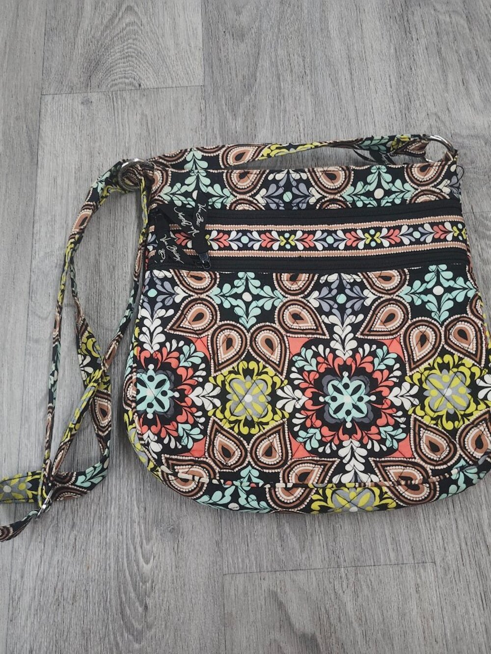 Vera Bradley Retired Sierra Pierre Double Zip Hipster Crossbody Bag Purse EUC